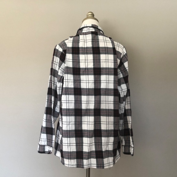 Large Women's Sleep Shirt White Black Red Plaid Long Sleeve Wondershop at Target - Picture 6 of 8
